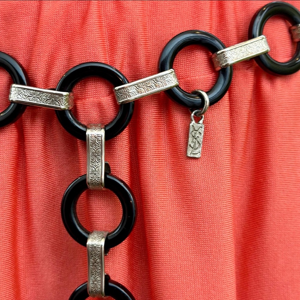 Yves Saint Laurent YSL Designer Ring Chain Disco Circle Belt Vintage 60s 70s
